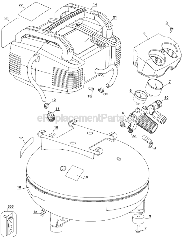 Page A Diagram and Parts List for C2002-WK Type 0 Porter Cable Compressor
